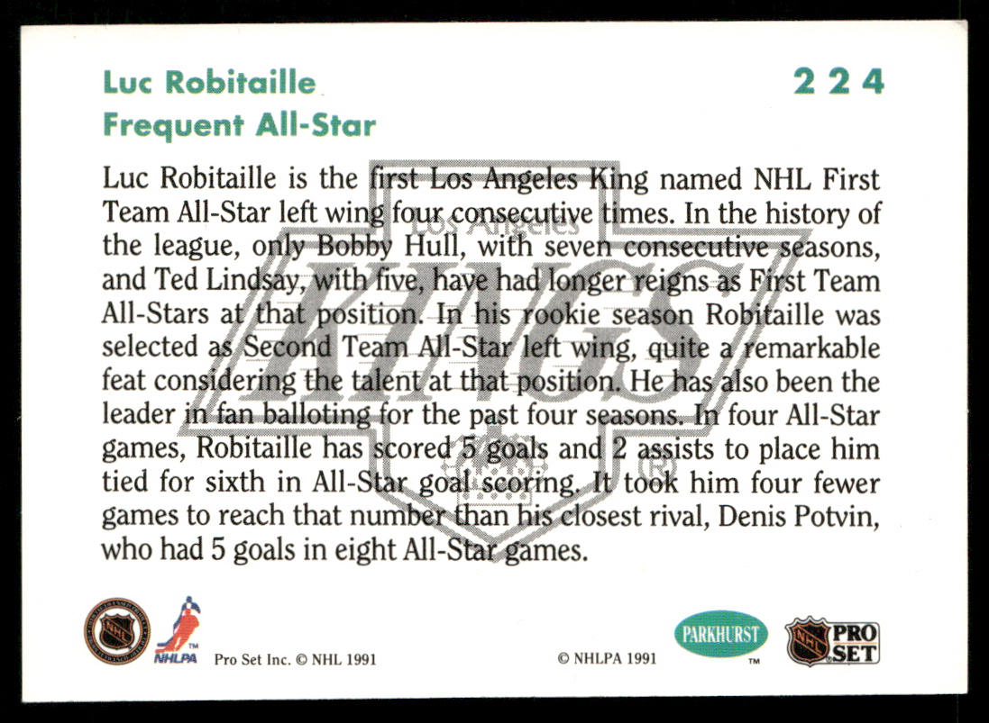 Luc Robitaille 1991-92 Parkhurst #224 Los Angeles Kings