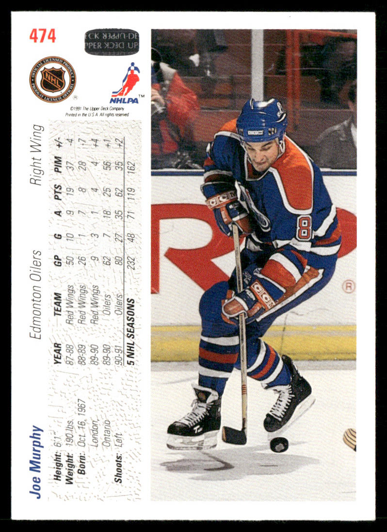 Joe Murphy 1991-92 Upper Deck #474b Edmonton Oilers