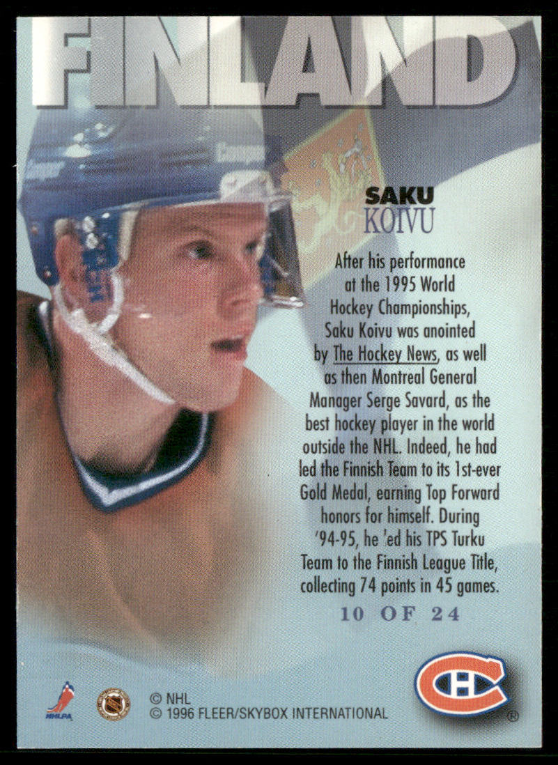 Saku Koivu 1995-96 Metal International Steel #10 Montreal Canadiens