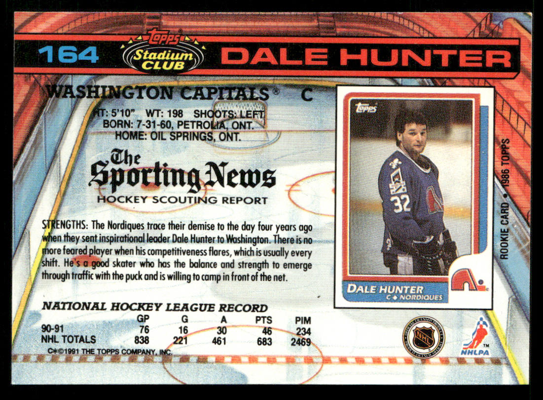 Dale Hunter 1991-92 Stadium Club #164 Washington Capitals