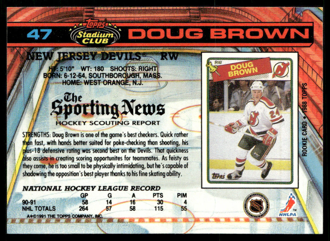 Doug Brown 1991-92 Stadium Club #47 New Jersey Devils