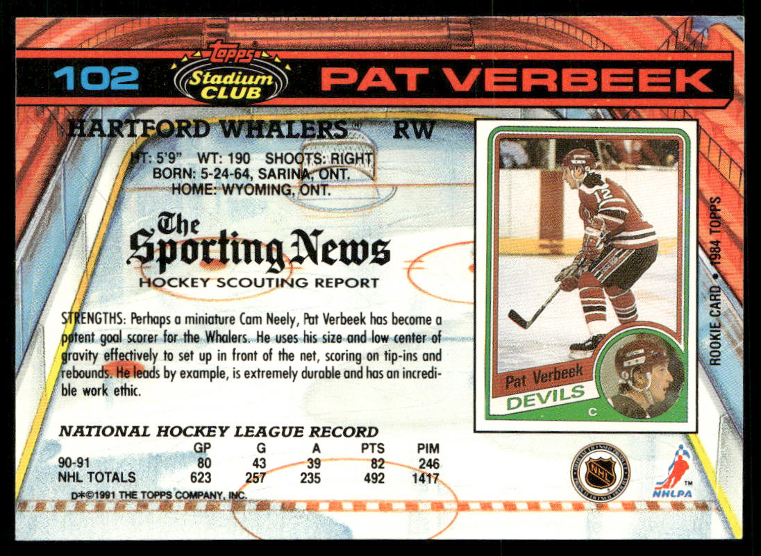 Pat Verbeek 1991-92 Stadium Club #102 Hartford Whalers