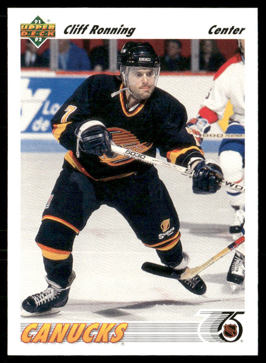Cliff Ronning 1991-92 Upper Deck #208 Vancouver Canucks
