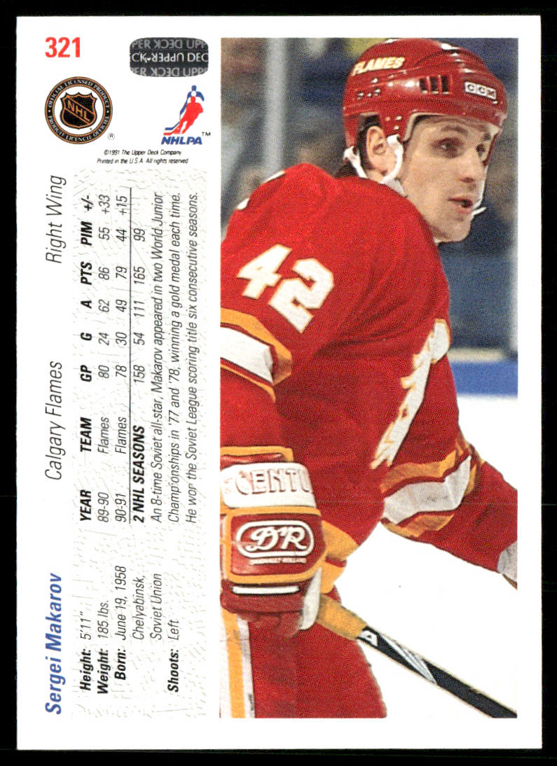 Sergei Makarov 1991-92 Upper Deck #321 Calgary Flames
