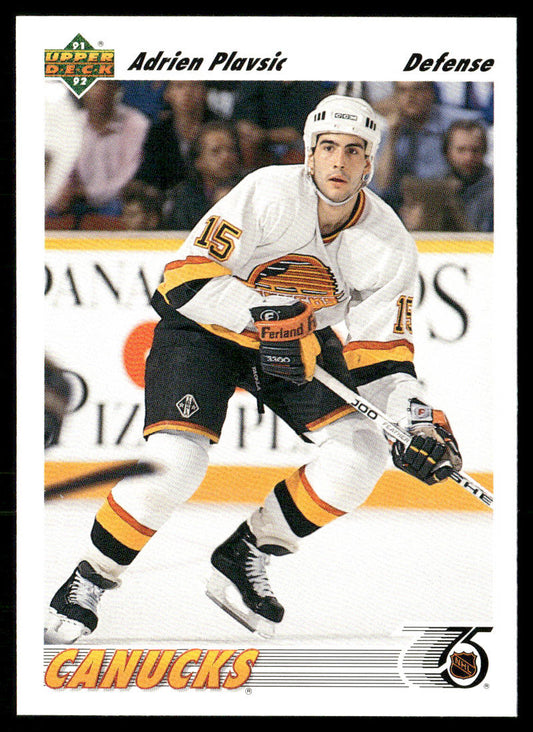 Adrien Plavsic 1991-92 Upper Deck #424 Vancouver Canucks