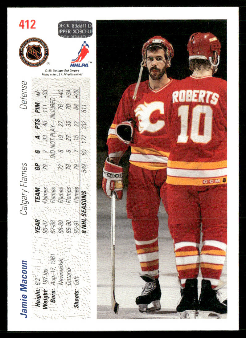 Jamie Macoun 1991-92 Upper Deck #412 Calgary Flames