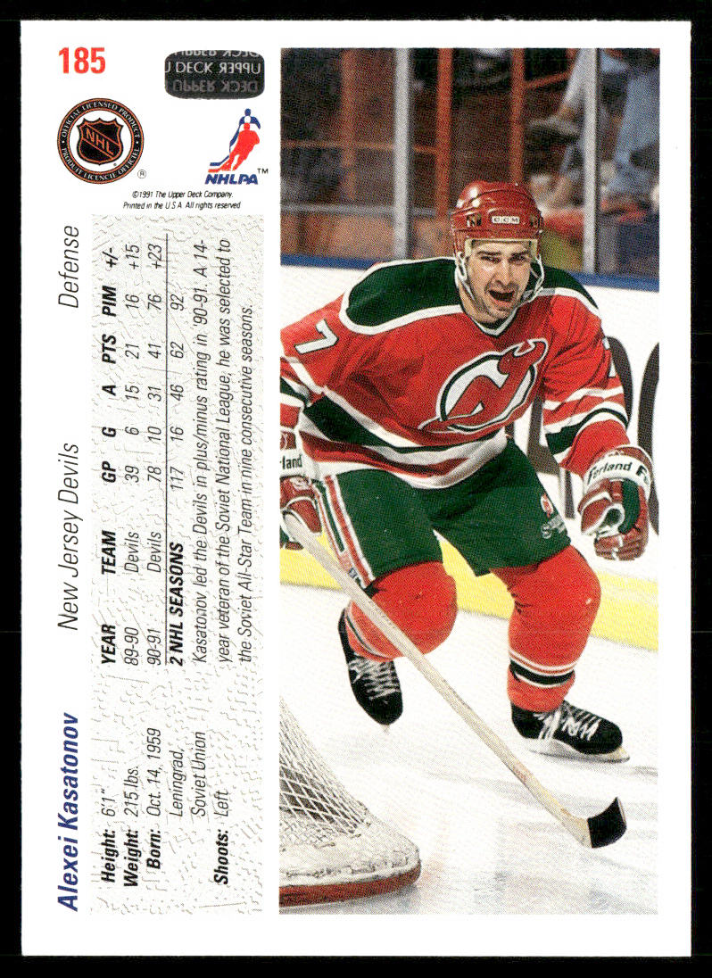 Alexei Kasatonov 1991-92 Upper Deck #185 New Jersey Devils