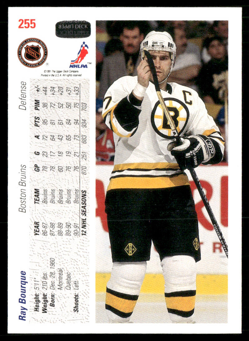 Ray Bourque 1991-92 Upper Deck #255b Boston Bruins