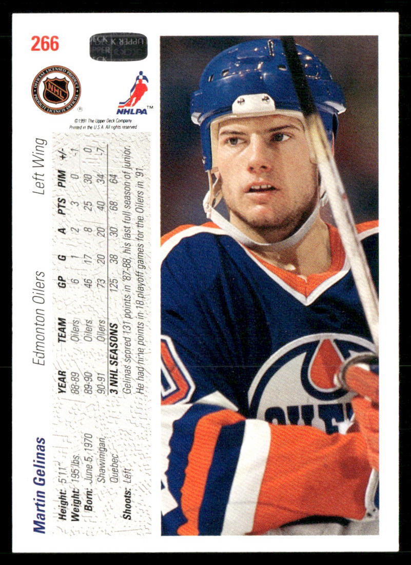 Martin Gelinas 1991-92 Upper Deck #266b Edmonton Oilers