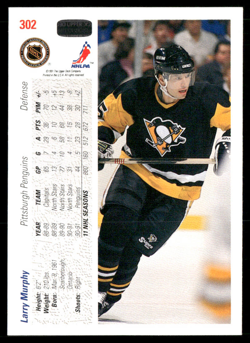 Larry Murphy 1991-92 Upper Deck #302b Pittsburgh Penguins