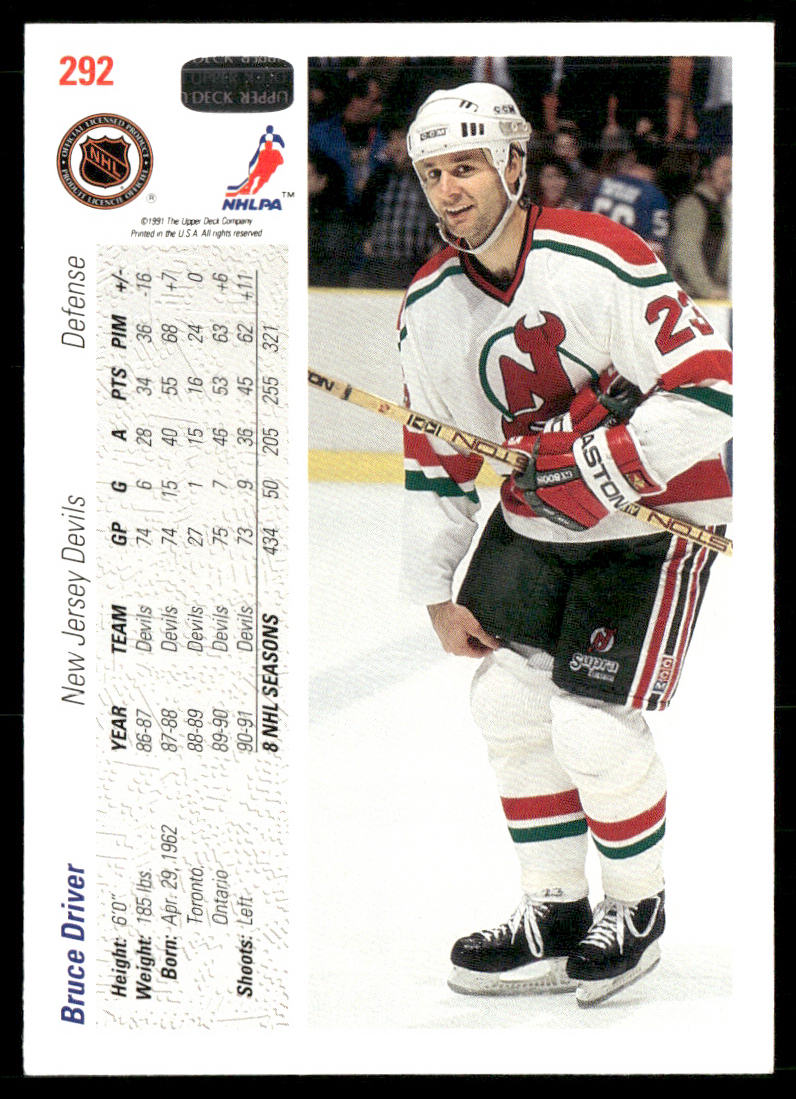 Bruce Driver 1991-92 Upper Deck #292 New Jersey Devils