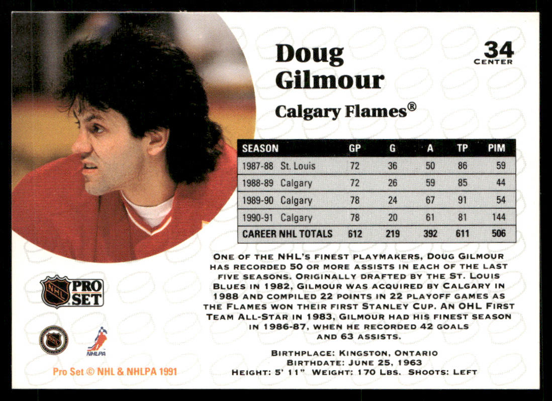 Doug Gilmour 1991-92 Pro Set #34 Calgary Flames