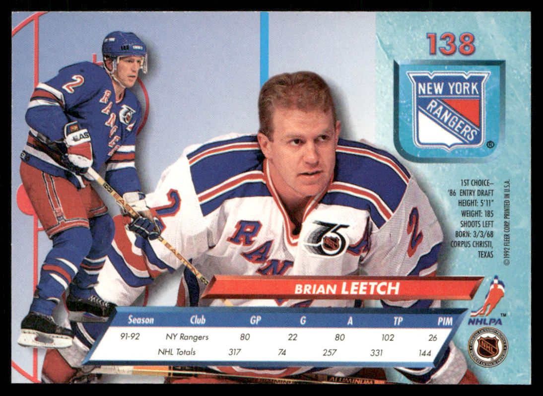 Brian Leetch 1992-93 Ultra #138 New York Rangers