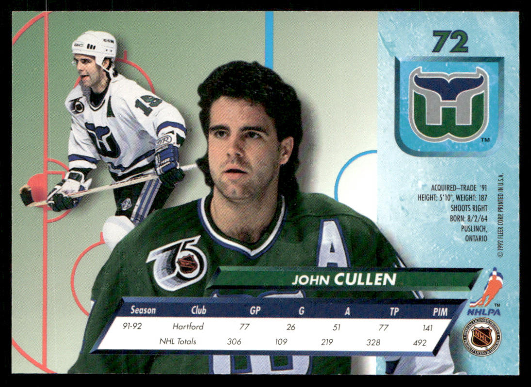 John Cullen 1992-93 Ultra #72 Hartford Whalers
