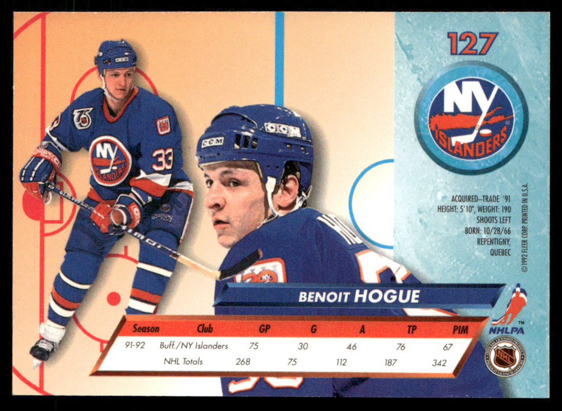 Benoit Hogue 1992-93 Ultra #127 New York Islanders
