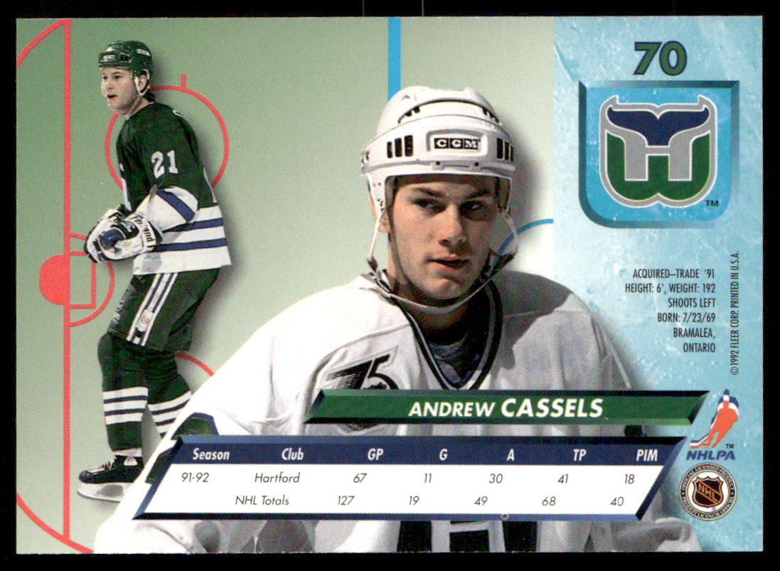 Andrew Cassels 1992-93 Ultra #70 Hartford Whalers