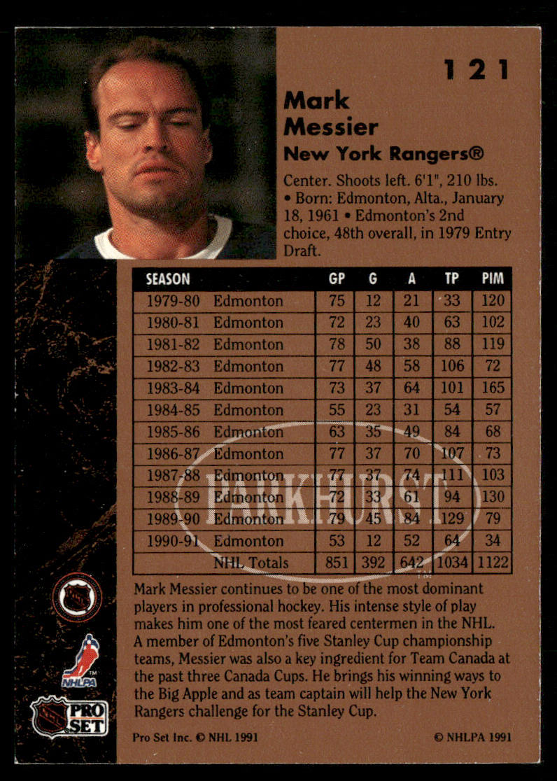 Mark Messier 1991-92 Parkhurst #121 New York Rangers