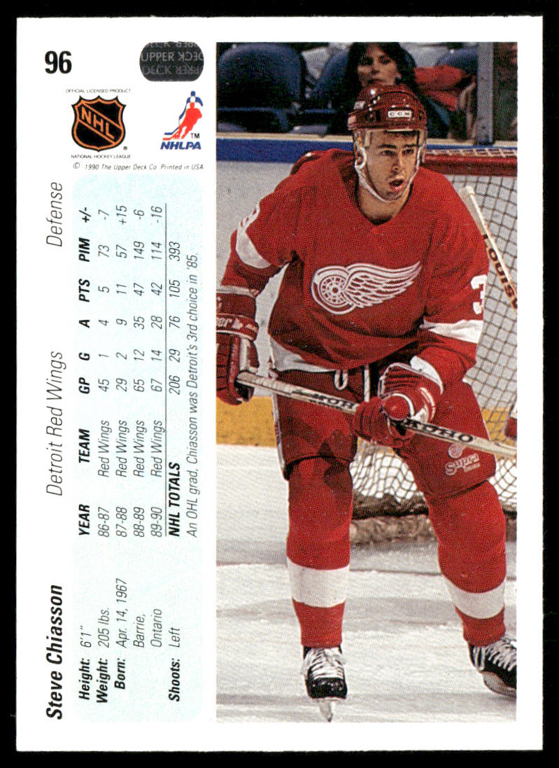 Steve Chiasson 1990-91 Upper Deck #96 Detroit Red Wings