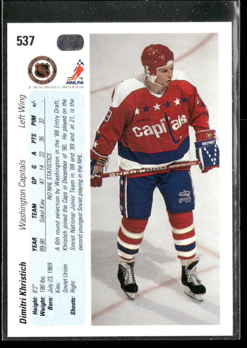 Dimitri Khristich 1990-91 Upper Deck #537 RC Washington Capitals