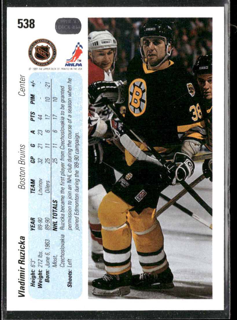 Vladimir Ruzicka 1990-91 Upper Deck #538 RC Boston Bruins
