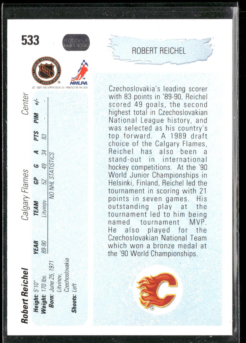 Robert Reichel 1990-91 Upper Deck #533b RC Calgary Flames