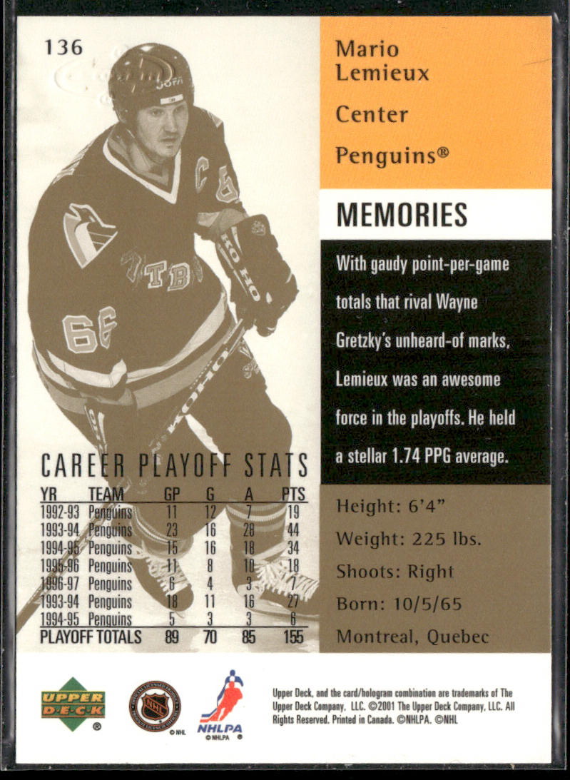 Mario Lemieux 2000-01 Upper Deck Heroes #136 Pittsburgh Penguins