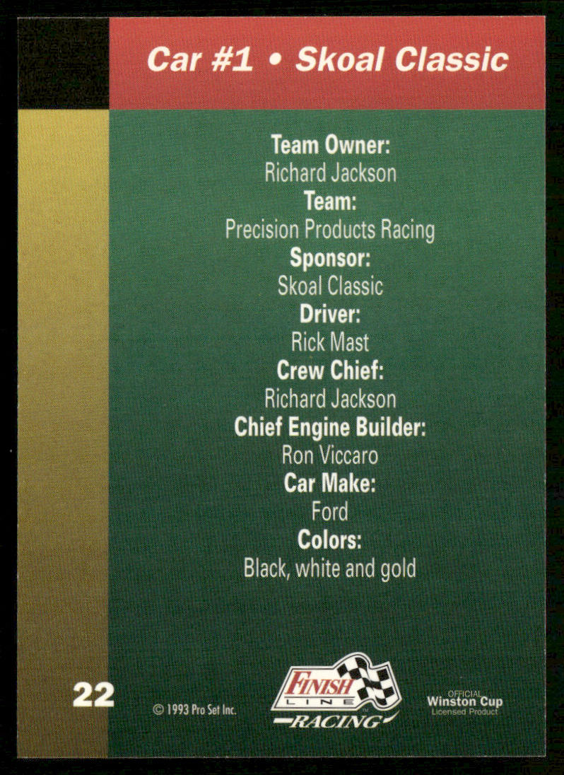 Rick Mast's Car 1993 Finish Line #22 Precision Products Racing