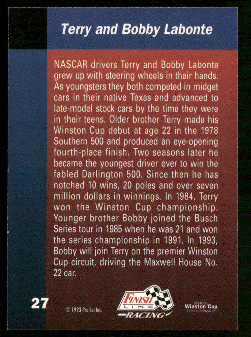 Terry Labonte / Bobby Labonte 1993 Finish Line #27