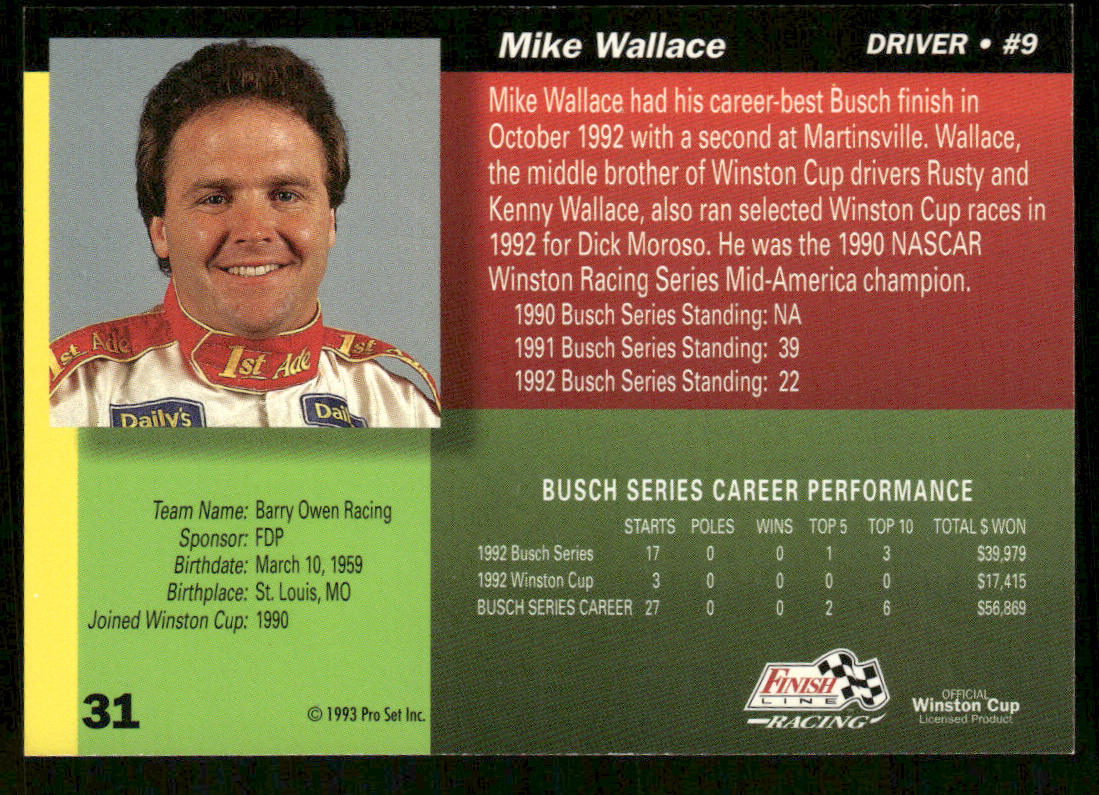 Mike Wallace 1993 Finish Line #31 Owen Racing