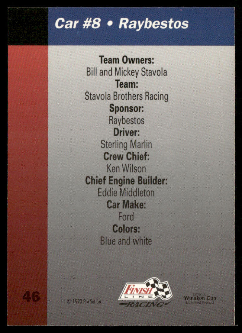 Sterling Marlin's Car 1993 Finish Line #46 Stavola Brothers Racing
