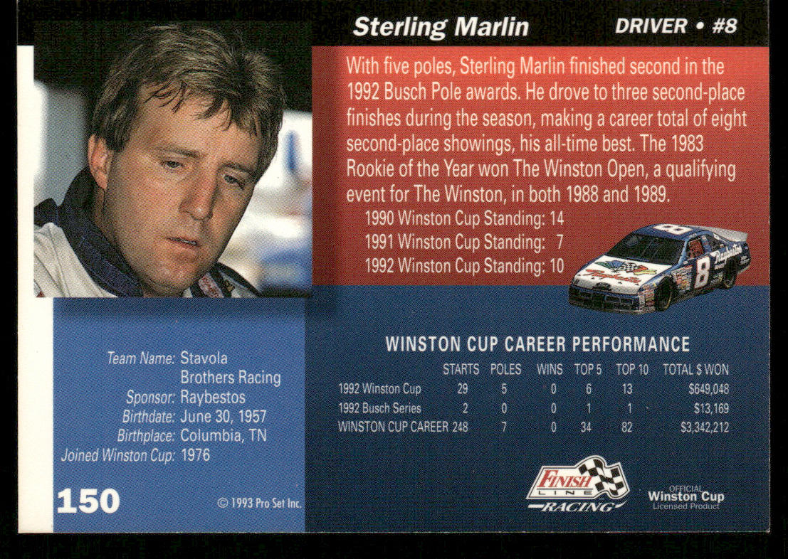 Sterling Marlin 1993 Finish Line #150 Stavola Brothers Racing