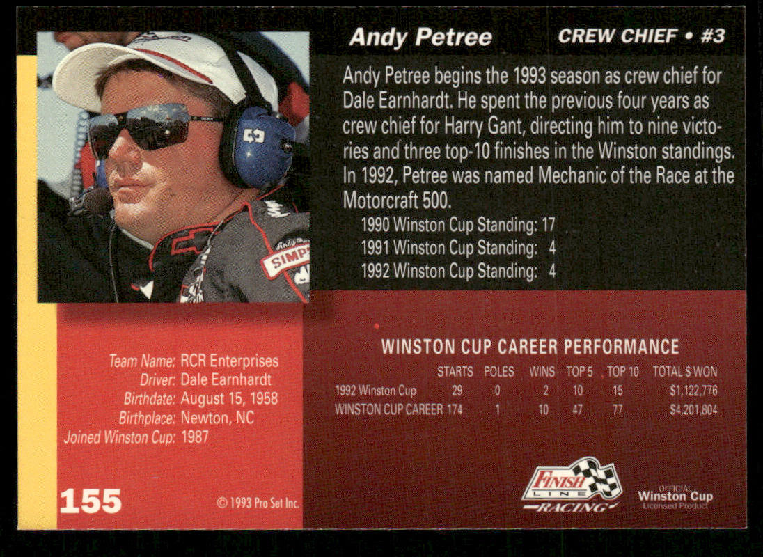 Andy Petree 1993 Finish Line #155 Richard Childress Racing