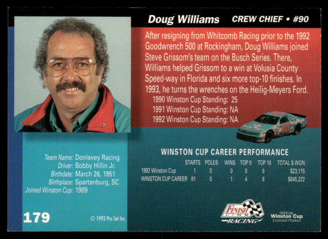 Doug Williams 1993 Finish Line #179 Donlavey Racing