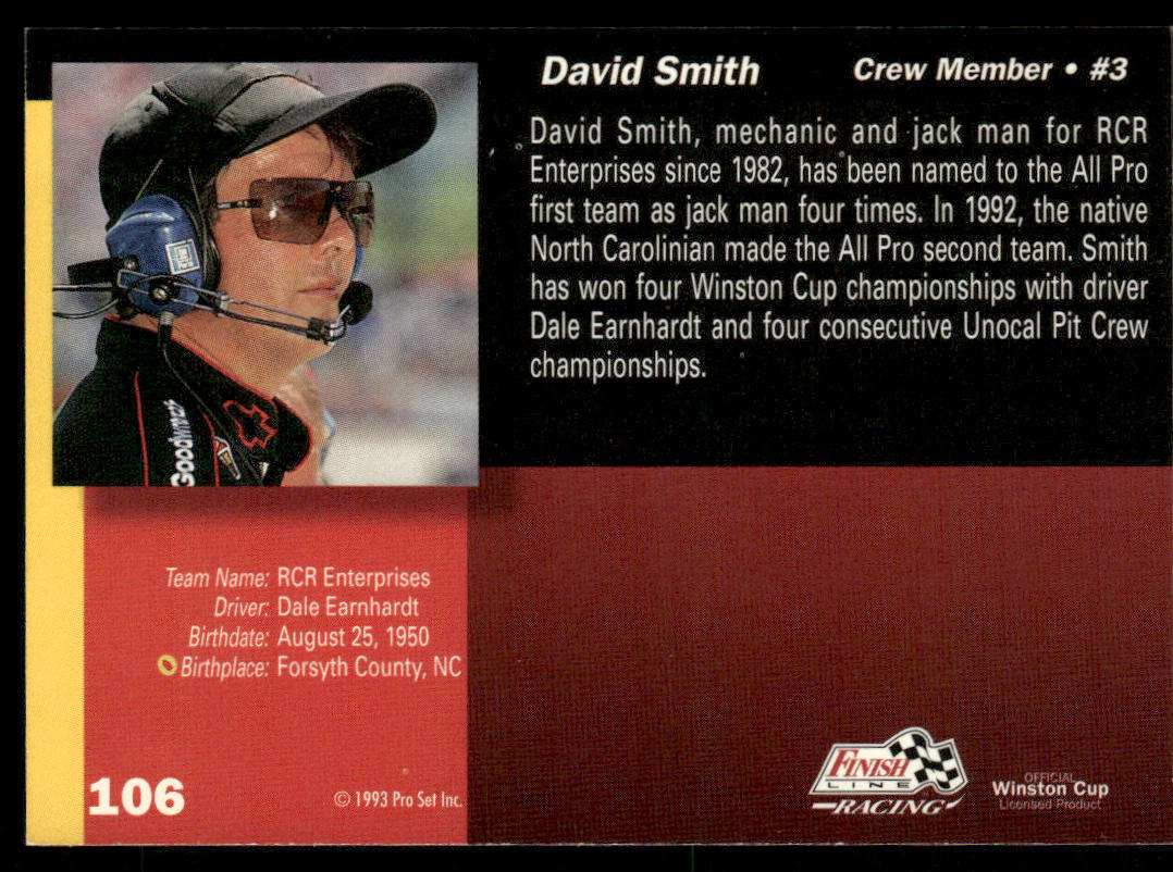 David Smith 1993 Finish Line #106 Richard Childress Racing