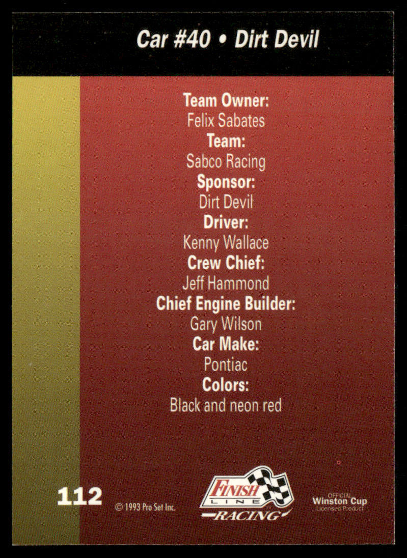 Kenny Wallace's Car 1993 Finish Line #112 SABCO Racing