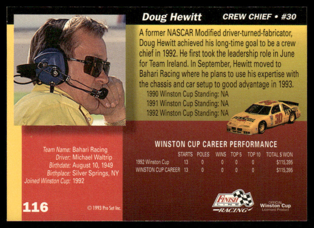 Doug Hewitt 1993 Finish Line #116 Bahari Racing