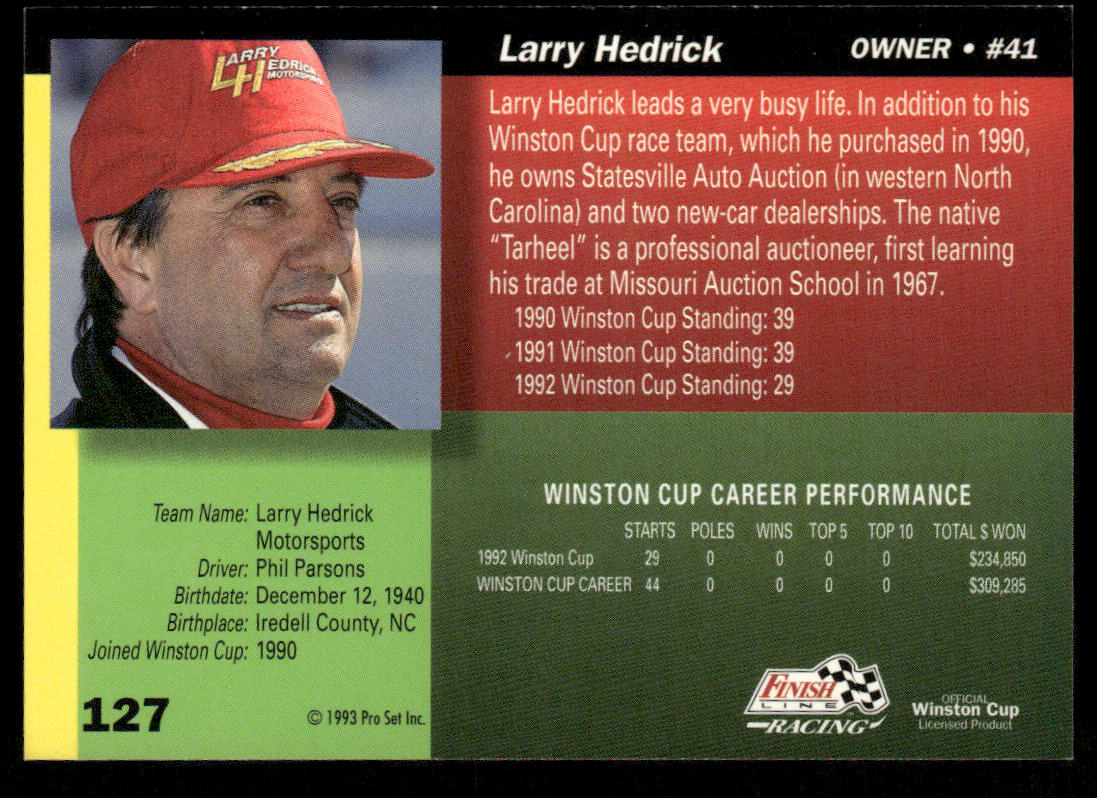 Larry Hedrick 1993 Finish Line #127 Larry Hedrick Motorsports