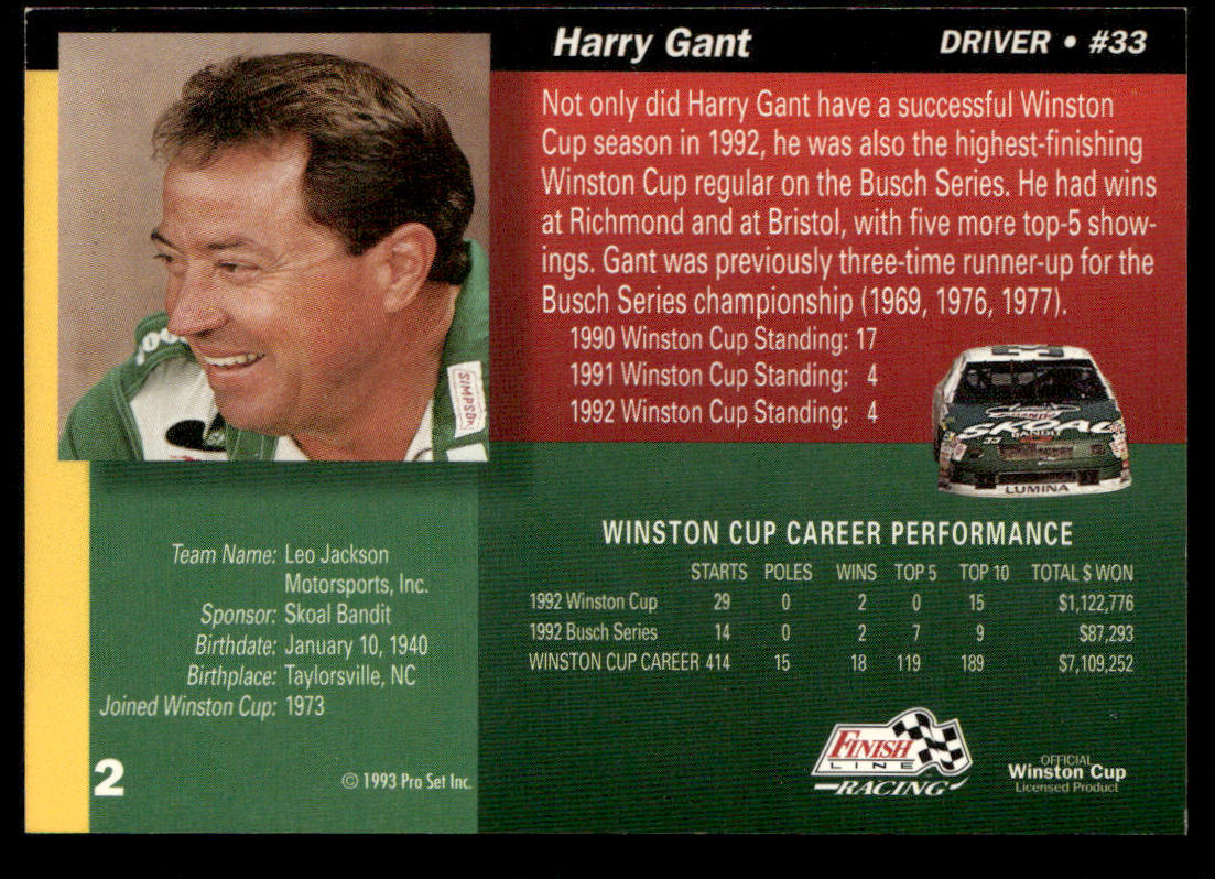 Harry Gant 1993 Finish Line #2 Leo Jackson Motorsports