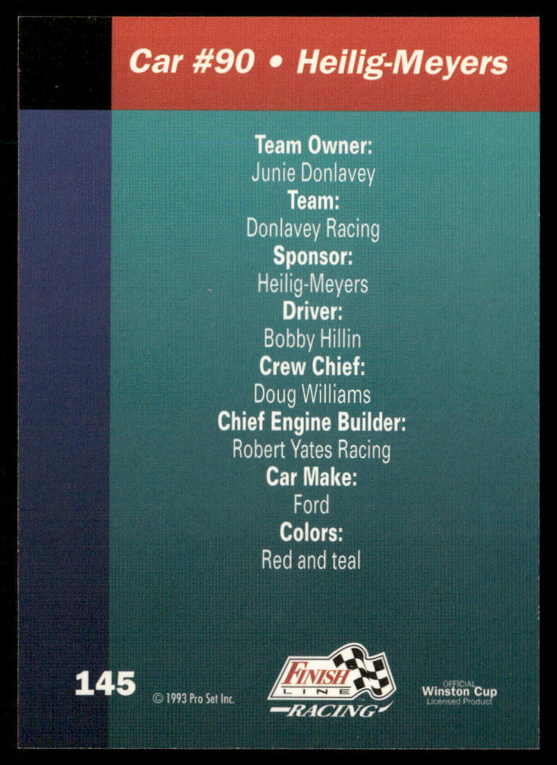 Bobby Hillin Jr.'s Car 1993 Finish Line #145 Donlavey Racing