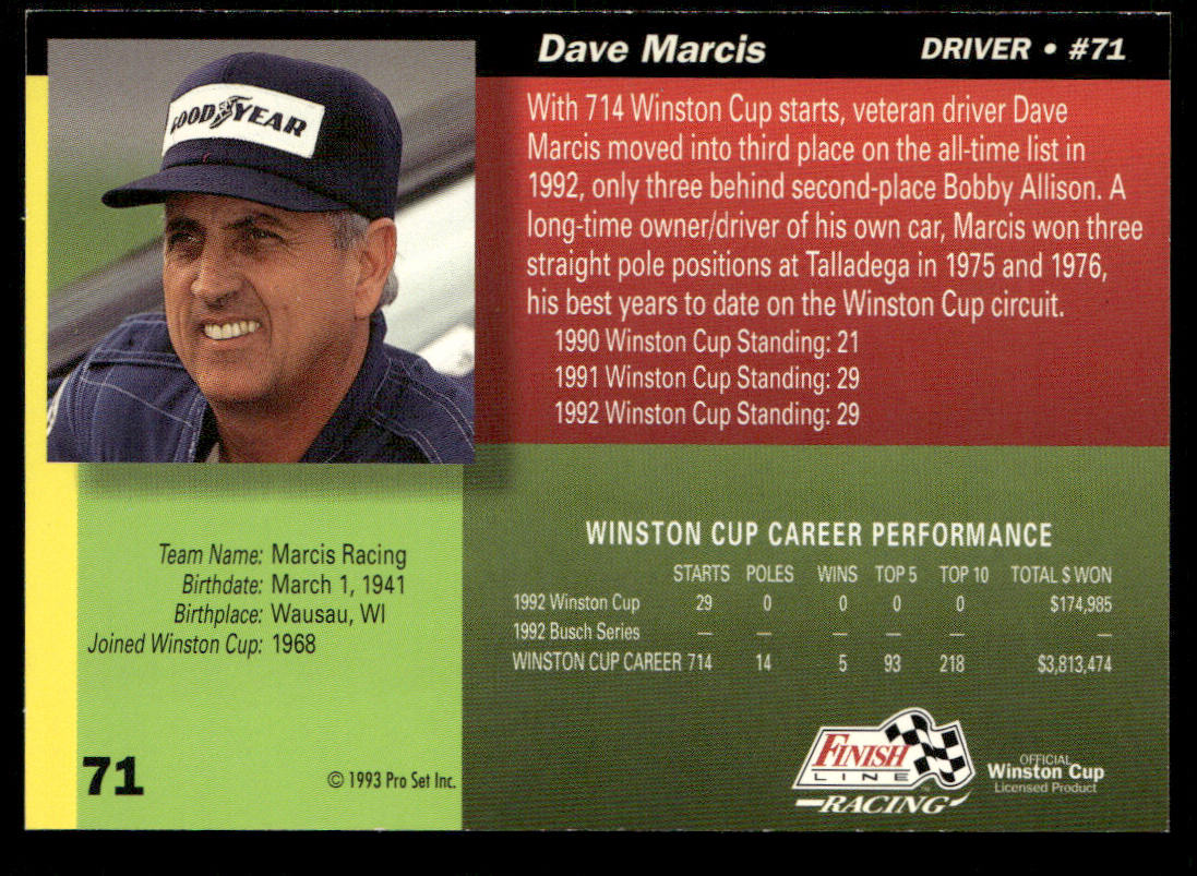 Dave Marcis 1993 Finish Line #71 Marcis Auto Racing