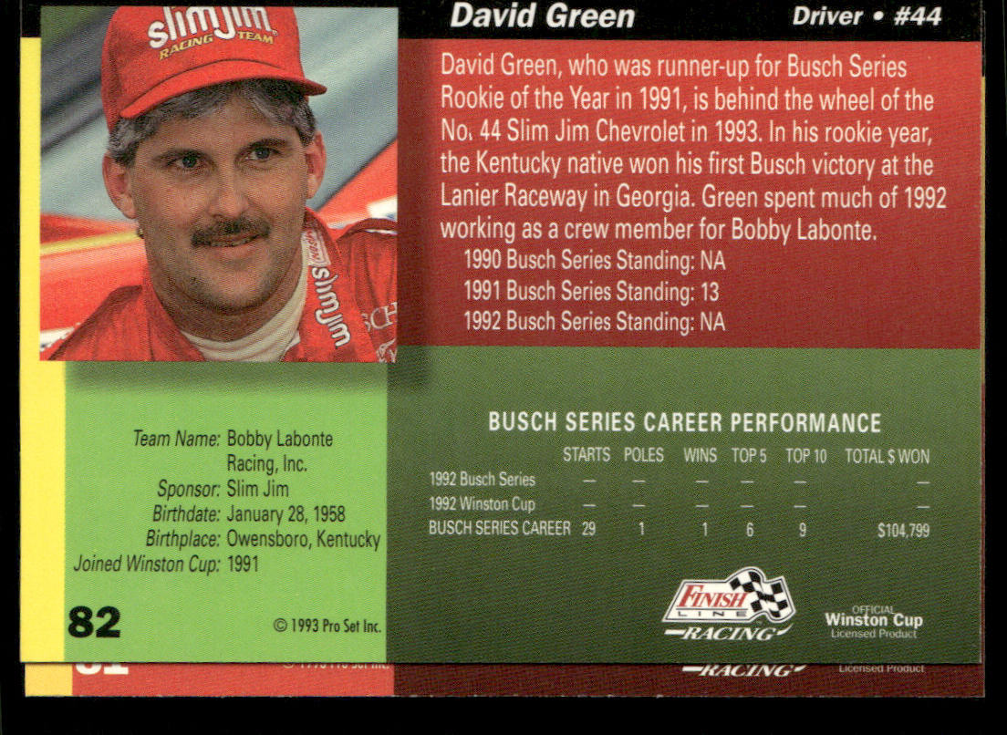 Mike Hill 1993 Finish Line #81 Junior Johnson & Associates