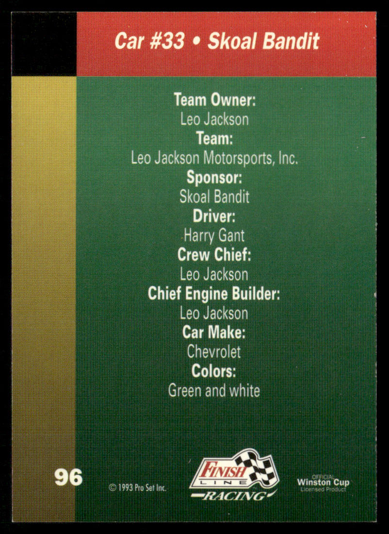Harry Gant's Car 1993 Finish Line #96 Leo Jackson Motorsports