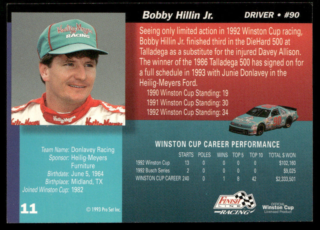 Bobby Hillin Jr. 1993 Finish Line #11 Donlavey Racing