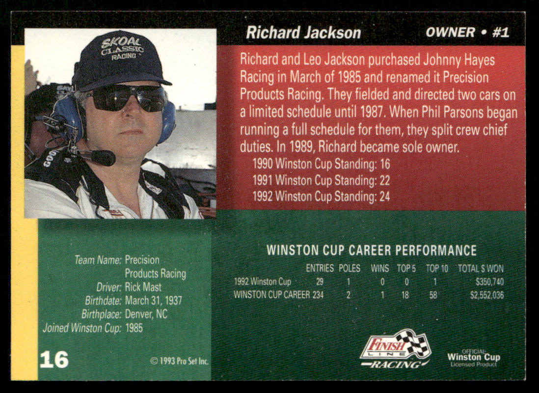 Richard Jackson 1993 Finish Line #16 Precision Products Racing