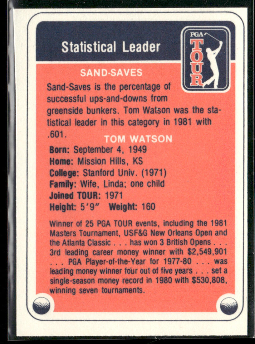 Tom Watson 1982 Donruss #NNO