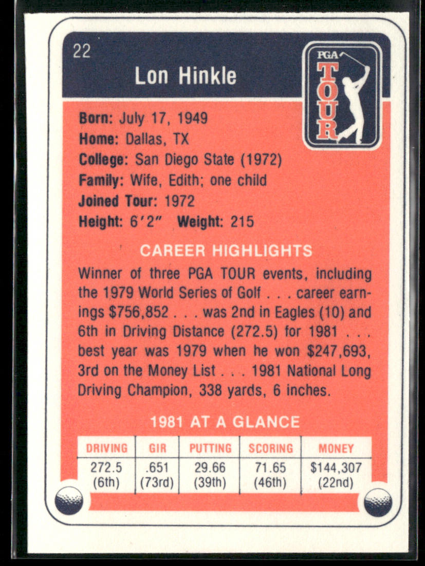Lon Hinkle 1982 Donruss #22