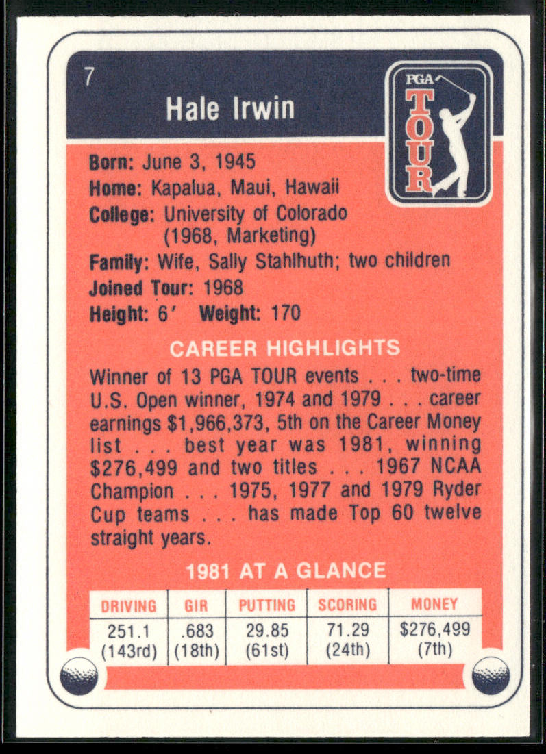 Hale Irwin 1982 Donruss #7
