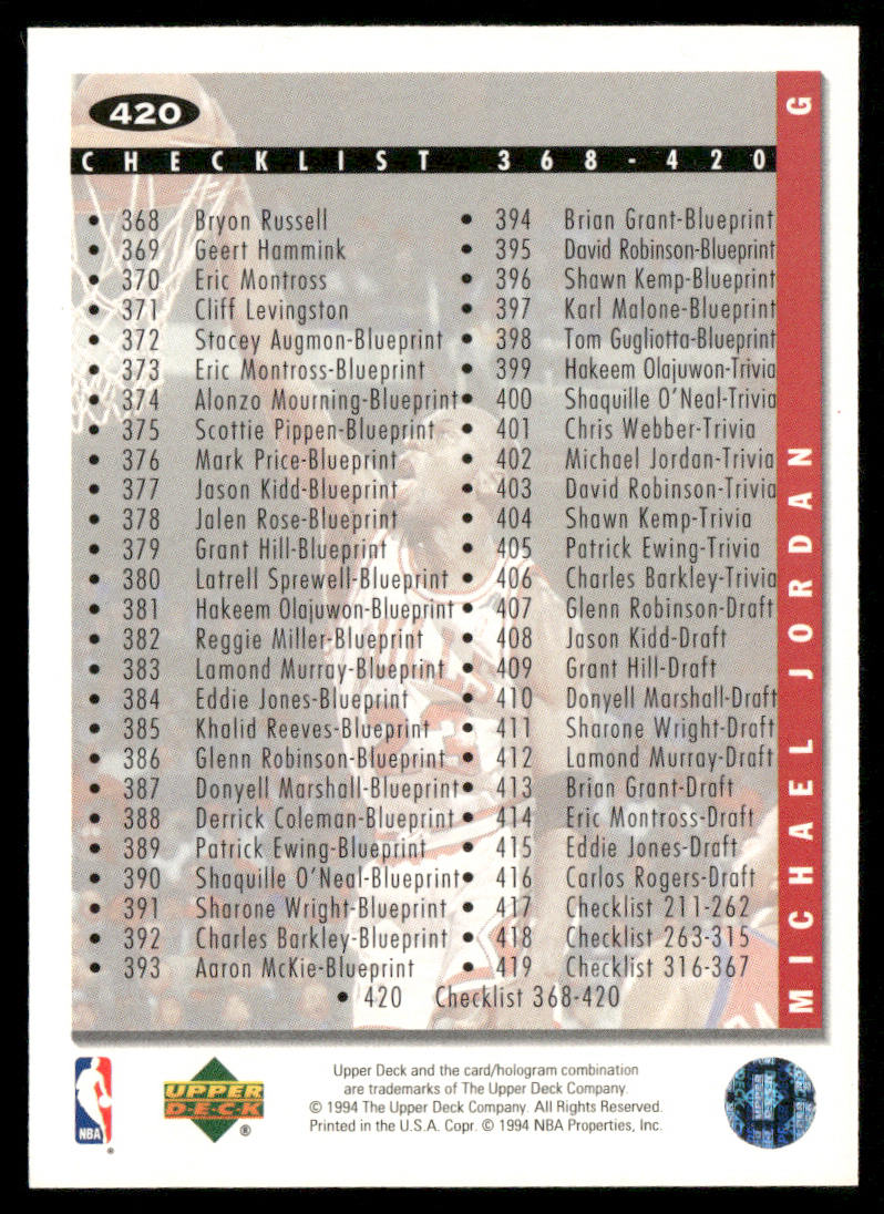 Michael Jordan 1994-95 Collector's Choice #420 Chicago Bulls