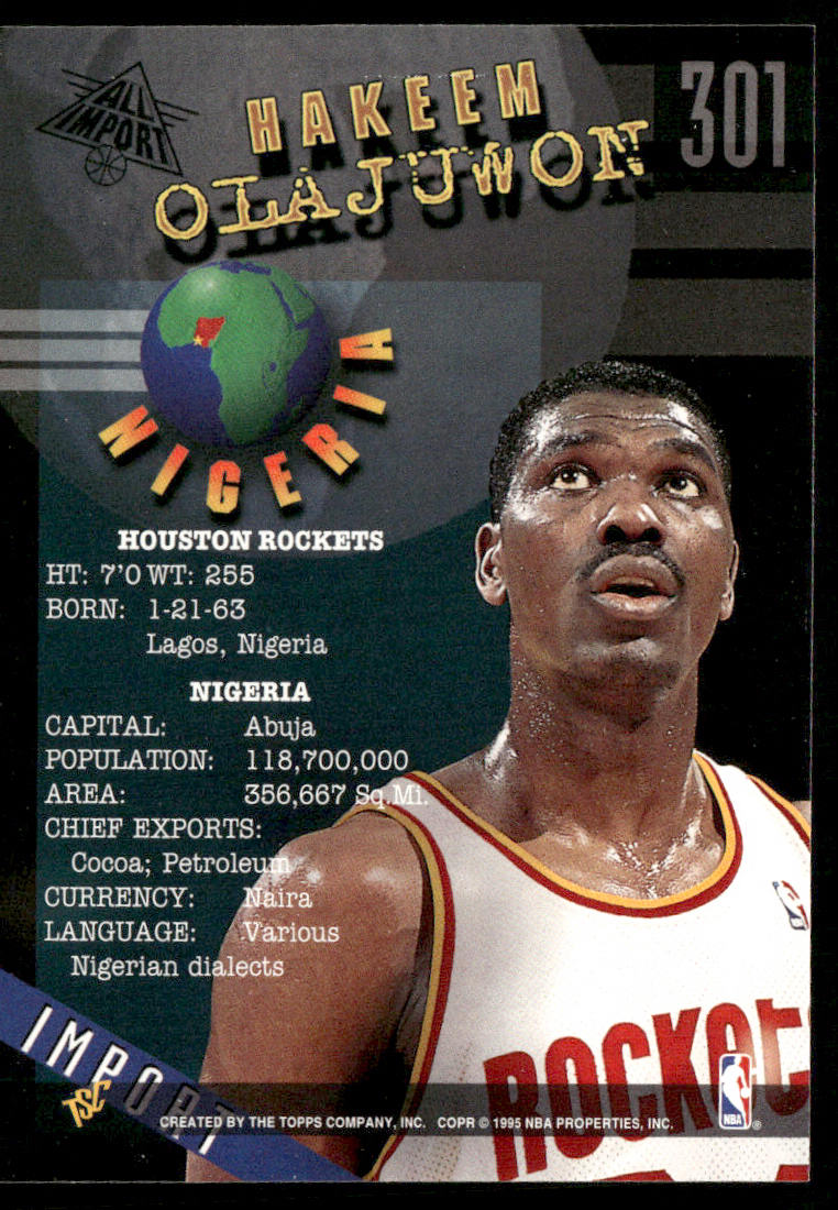 Hakeem Olajuwon 1994-95 Stadium Club #301 Houston Rockets