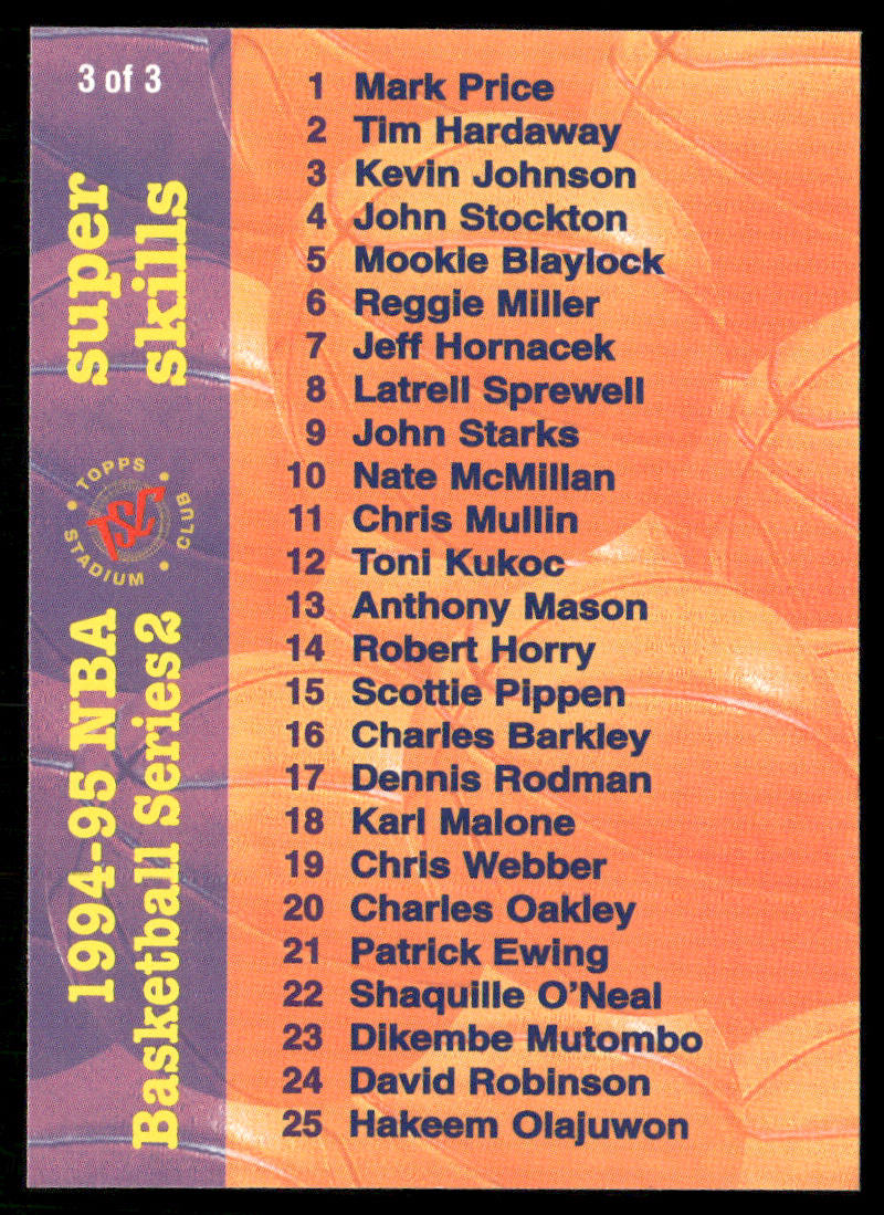 Series 2 Checklist: Inserts 1994-95 Stadium Club Checklists #3